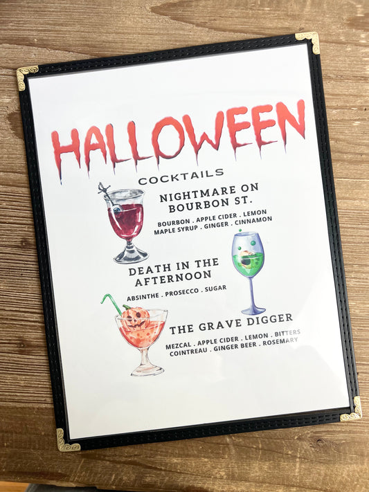 Halloween Cocktails Restaurant Menu Print