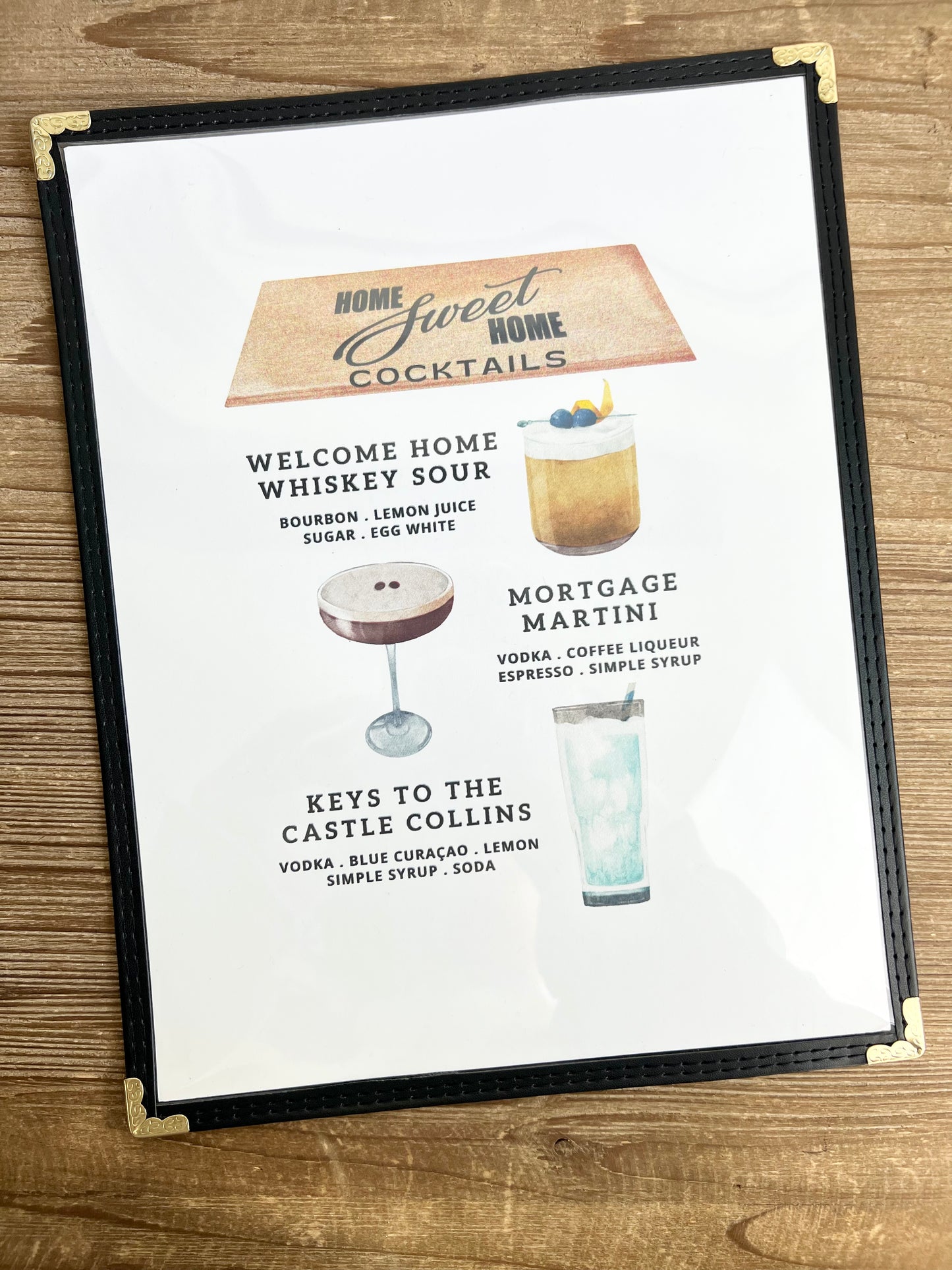 House Warming Cocktails Restaurant Menu Print