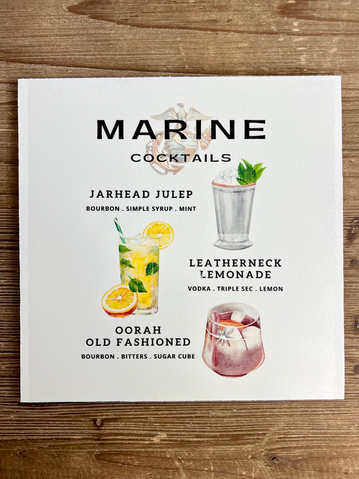 Marine Cocktails Wood Print