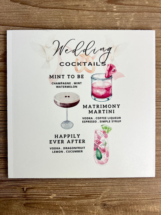 Wedding/Engagement Cocktails Wood Print