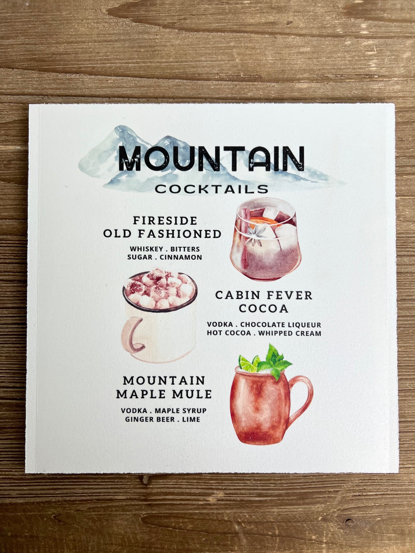 Mountain Cocktails Wood Print