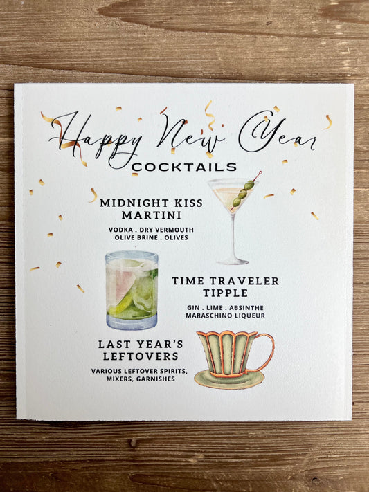 New Year's Cocktails Wood Print