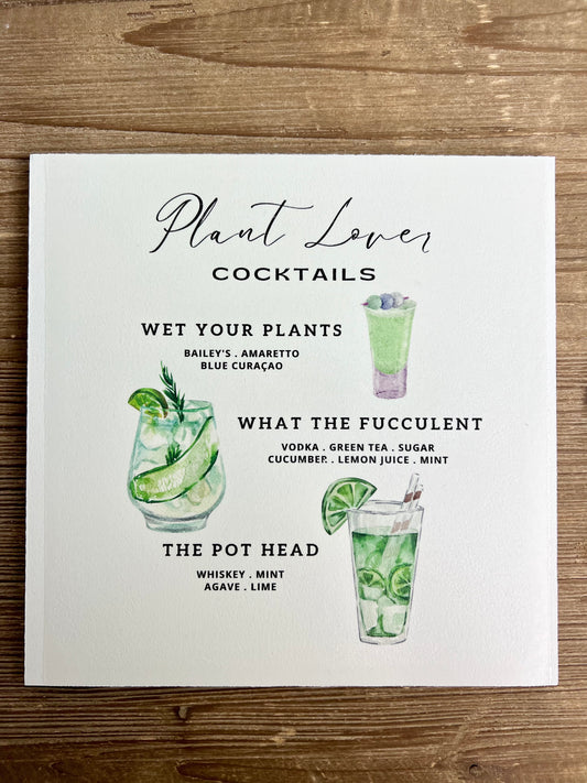 Plant Lover Cocktails Wood Print