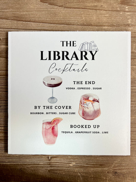 Library/Reading Cocktails Wood Print