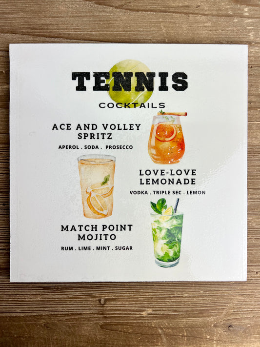 Tennis Cocktails Wood Print