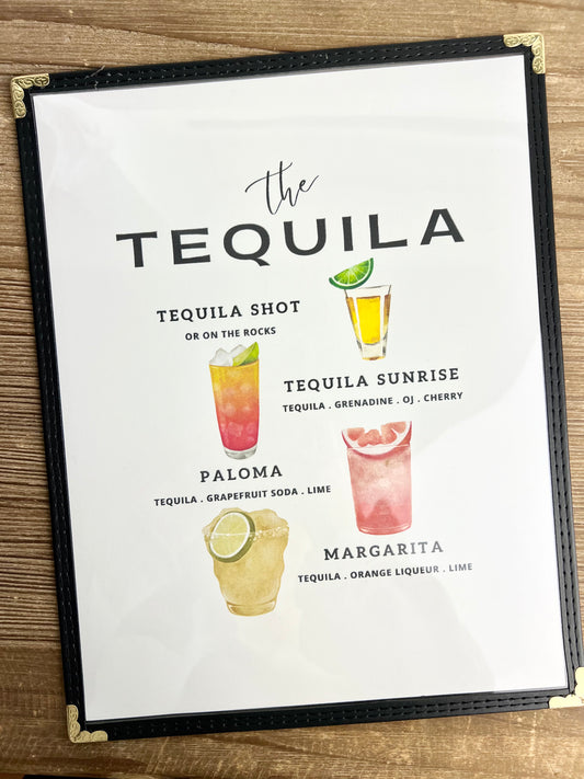 Tequila Cocktails Restaurant Menu Print