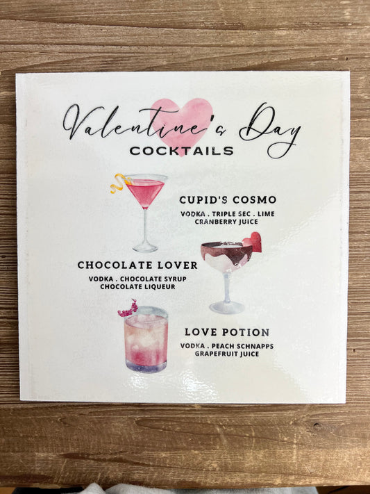 Valentine's Cocktails Wood Print