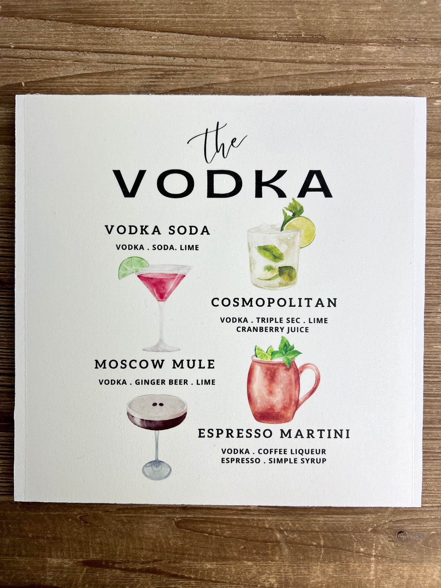 Vodka Cocktails Wood Print