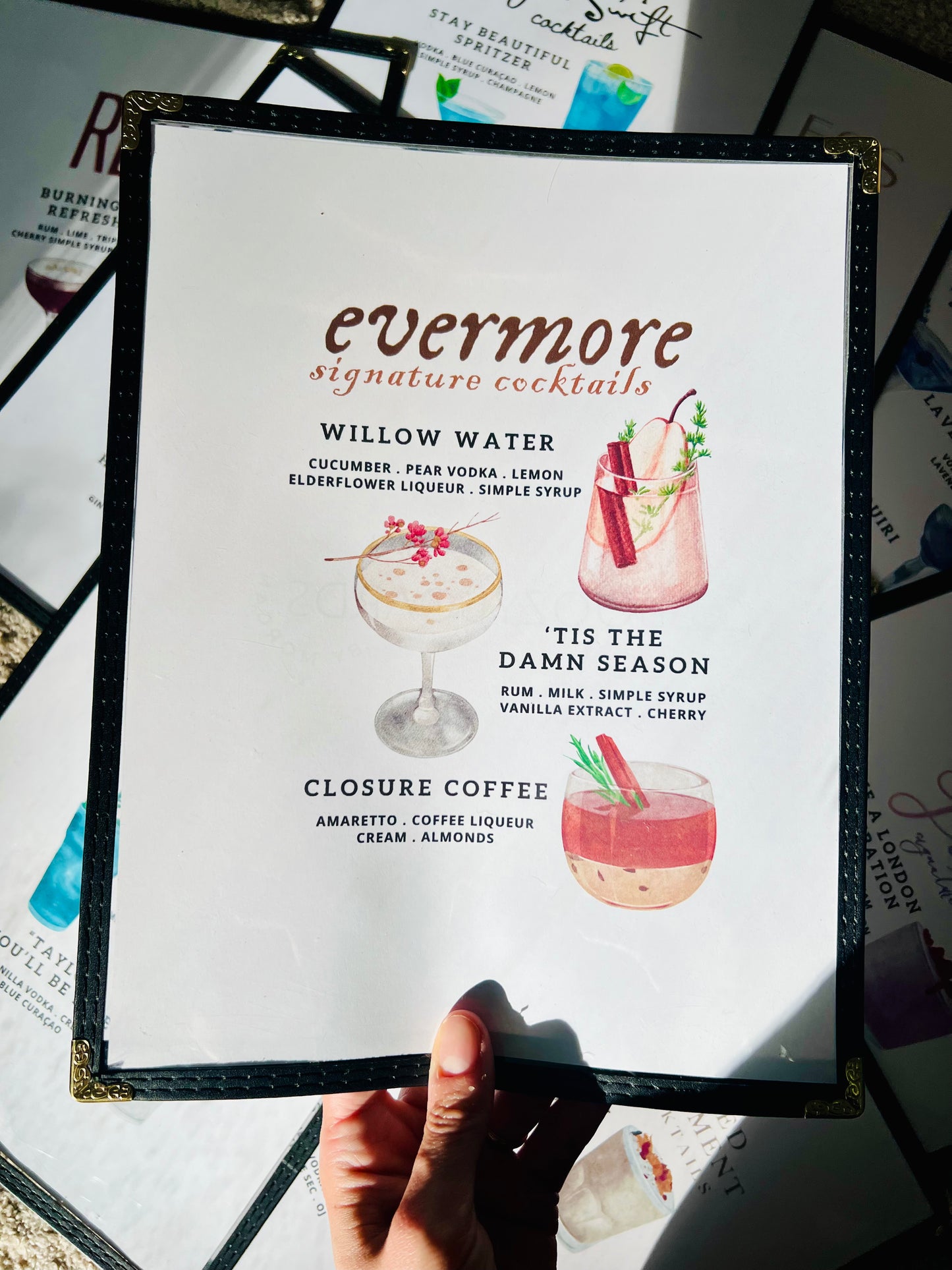 Swiftie Eras | Evermore Cocktails Restaurant Menu Print