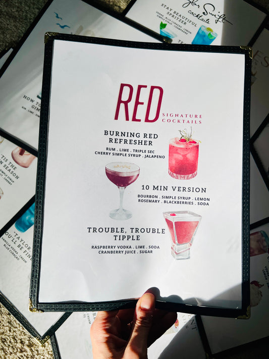 Swiftie Eras | Red Cocktails Restaurant Menu Print