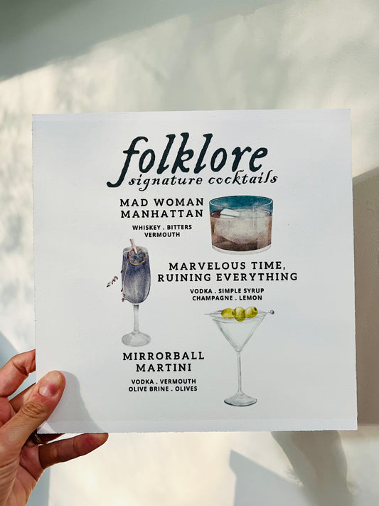 Swiftie Eras | Folklore Cocktails Wood Print