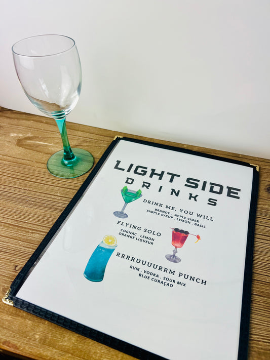 Light Side Cocktails Restaurant Menu Print