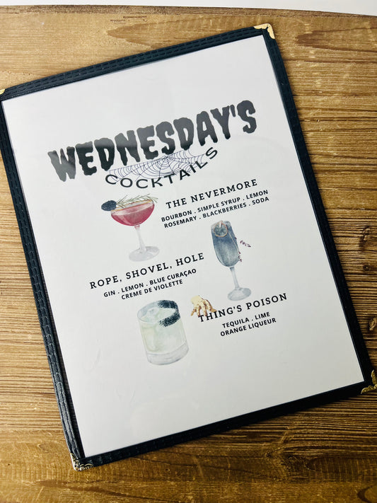 Wednesday Cocktails Restaurant Menu Print